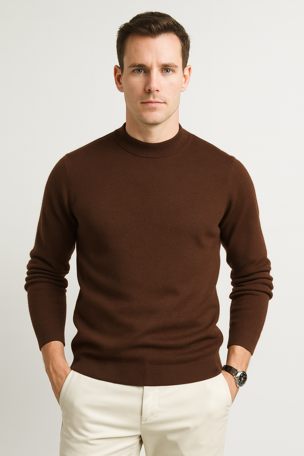 Strickpullover | Einfarbig | Rundhalsausschnitt | Pullover | Herrenpullover-Chaps Herrenmode