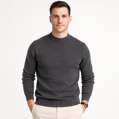 Strickpullover | Einfarbig | Rundhalsausschnitt | Pullover | Herrenpullover-Dunkelgrau-S-Chaps Herrenmode
