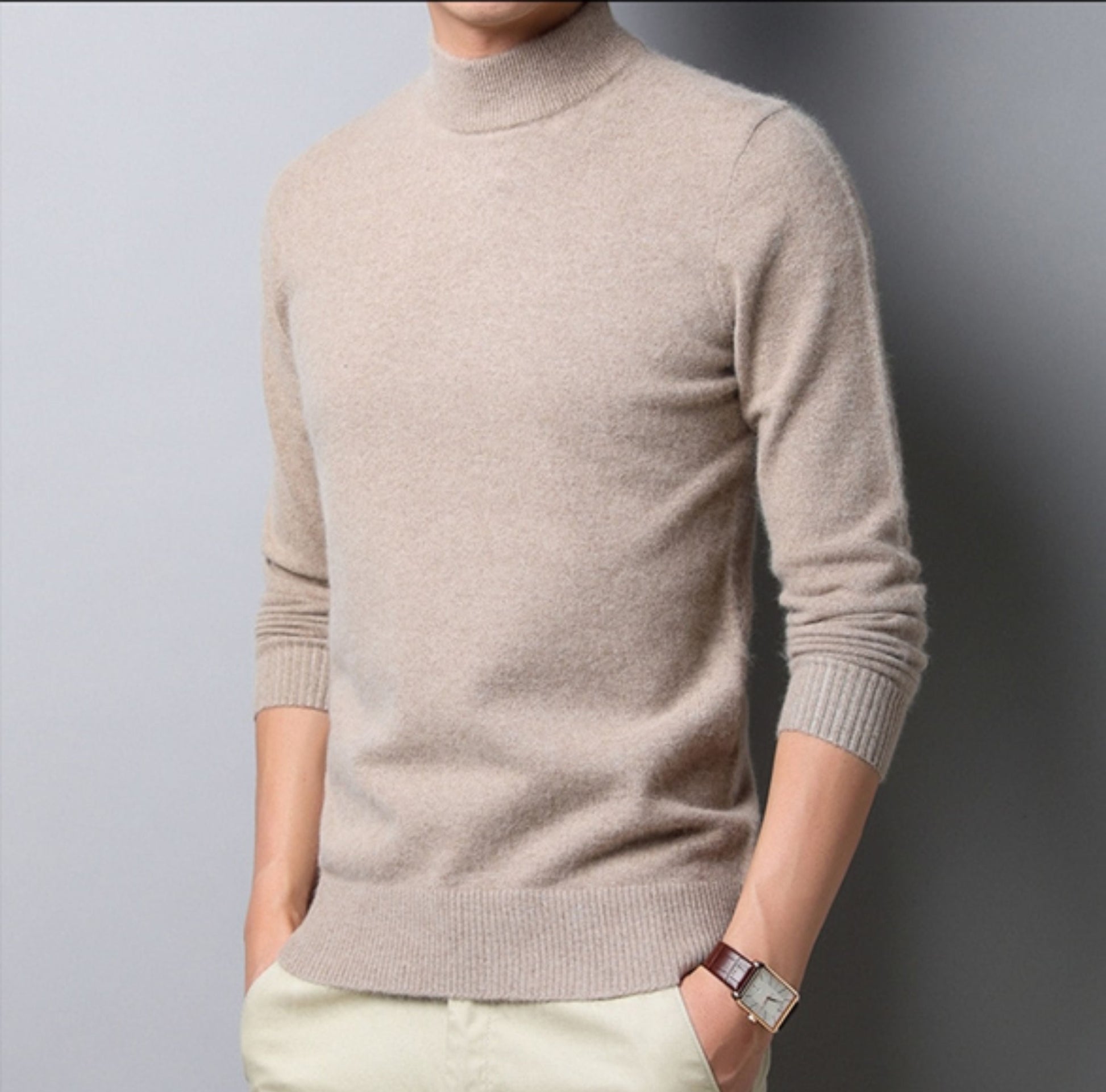 Einfacher Männer Rollkragenpullover Strick - BerlinGlamour