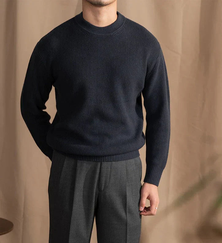 Herren Strickpullover Rundhals Gerippt Modern - BerlinGlamour