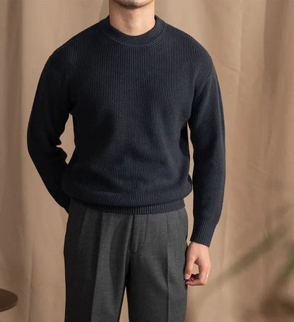 Herren Strickpullover Rundhals Gerippt Modern - BerlinGlamour
