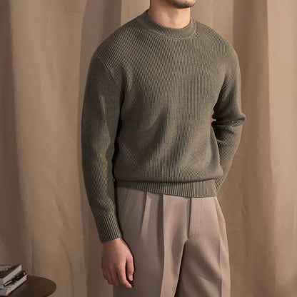 Strickpullover | Gerippt | Rundhalsausschnitt | Strickpullover | Herrenbekleidung-Khaki-M-Chaps Herrenmode