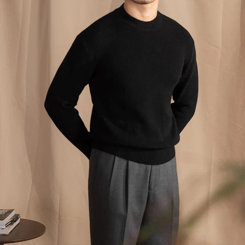 Strickpullover | Gerippt | Rundhalsausschnitt | Strickpullover | Herrenbekleidung-Schwarz-M-Chaps Herrenmode