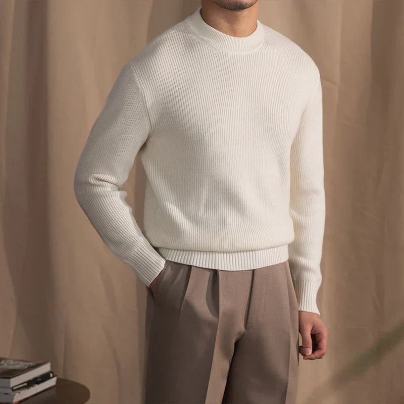 Strickpullover | Gerippt | Rundhalsausschnitt | Strickpullover | Herrenbekleidung-Weiß-M-Chaps Herrenmode