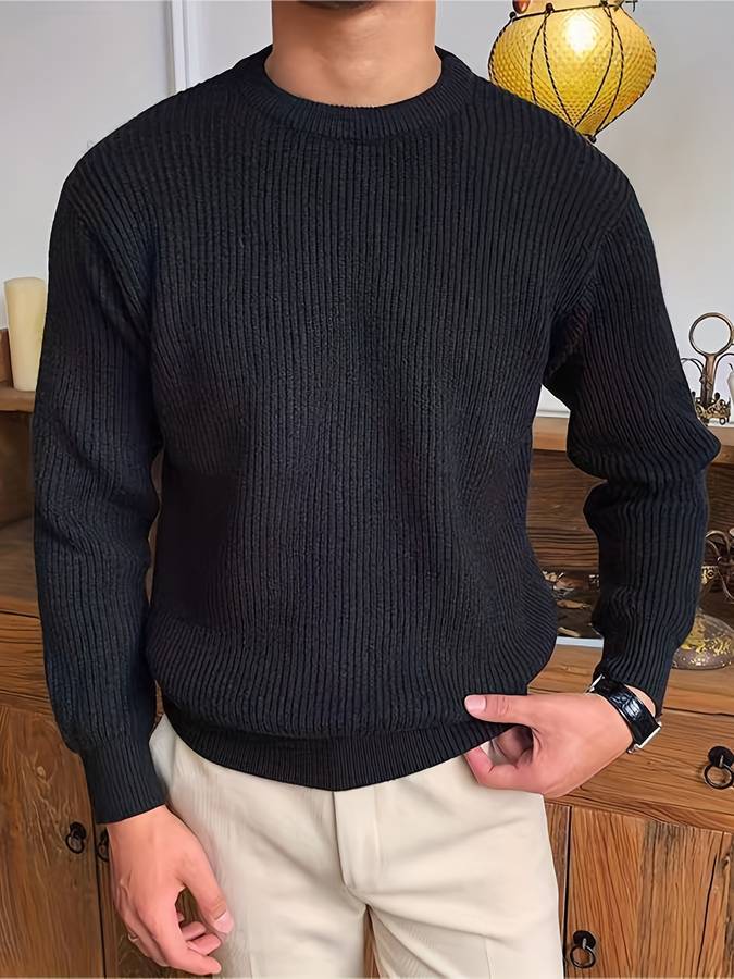 Herren Pullover Rundhals Strickpullover Bequem Lässig - BerlinGlamour