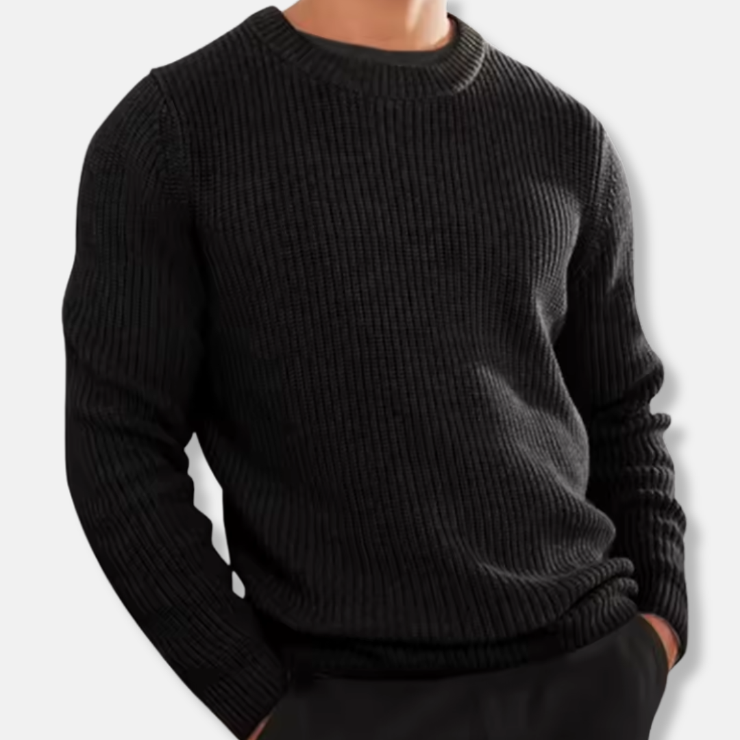 Strickpullover | Lockere Passform | Rippstrick | Pullover | Herrenpullover-Schwarz-S-Chaps Herrenmode