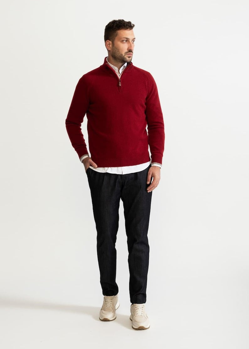 Strickpullover | Polo | Pullover | Pullover mit Viertelreißverschluss | Herrenpullover mit halbem Reißverschluss-Chaps Herrenmode