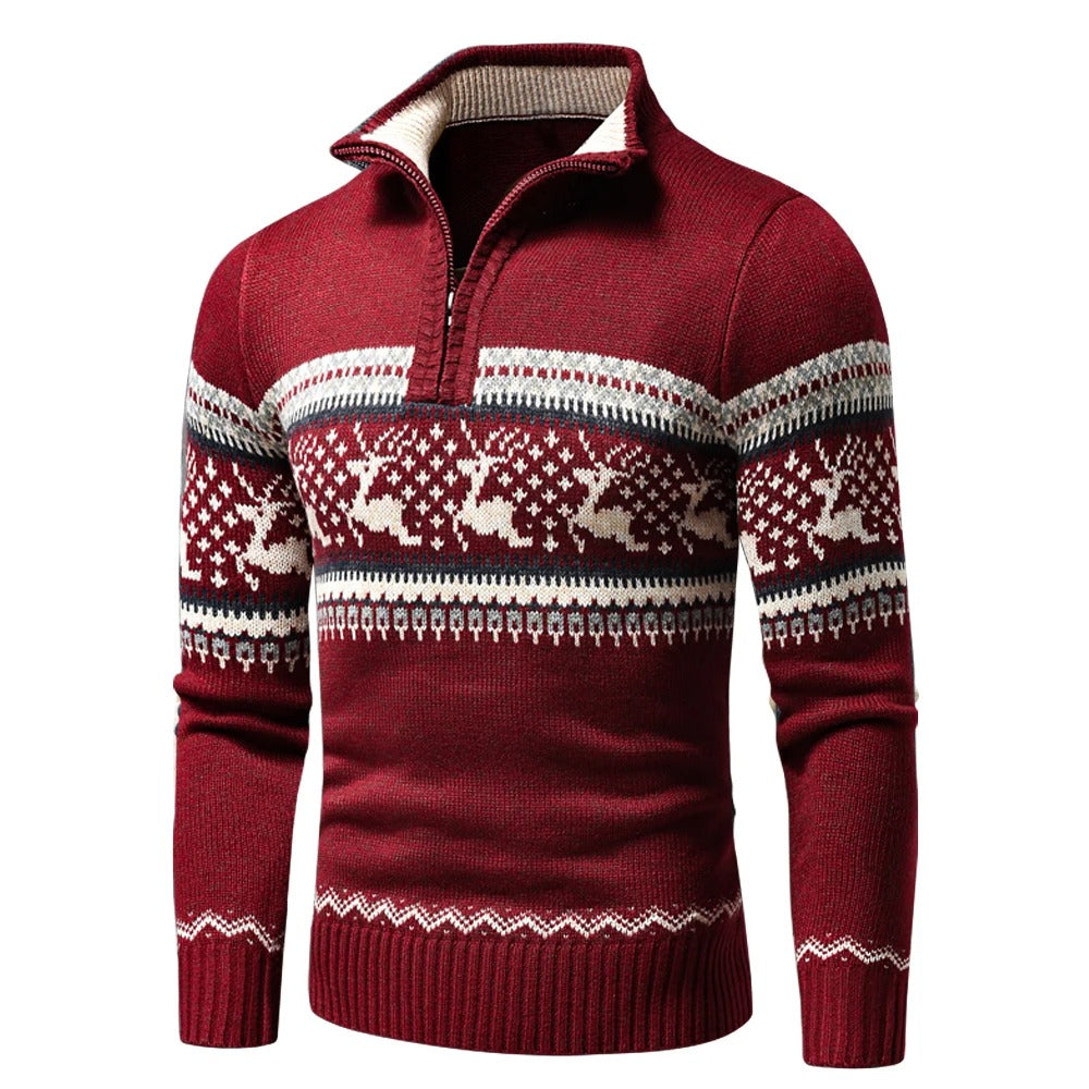 Herren Strickpullover Reißverschluss Warm Winter - BerlinGlamour
