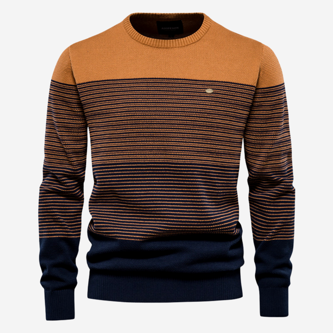 Gestreifter Strickpullover Herren Rundhals - BerlinGlamour