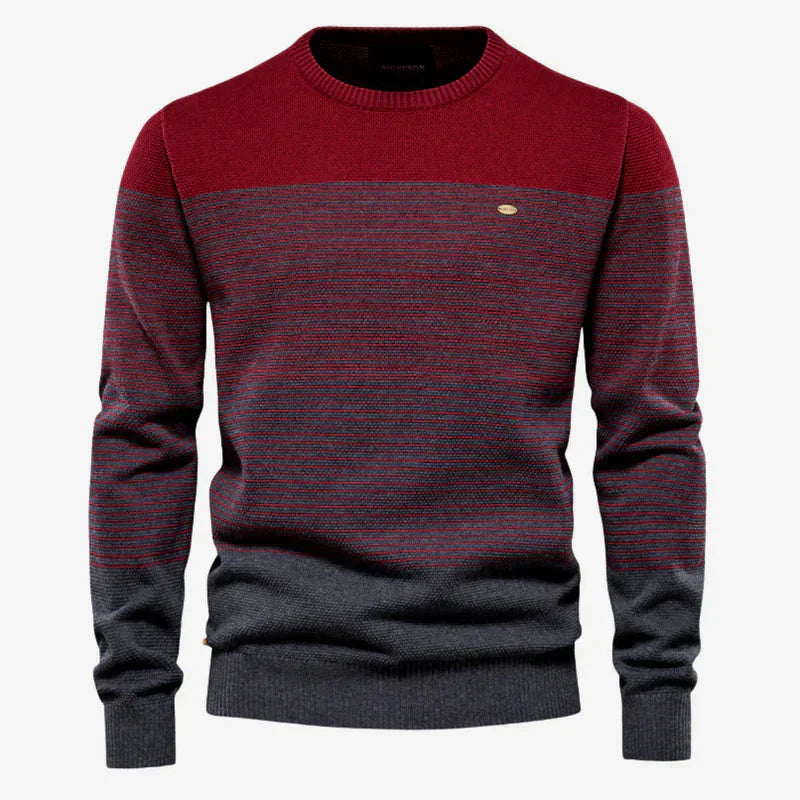 Gestreifter Strickpullover Herren Rundhals Winter - BerlinGlamour