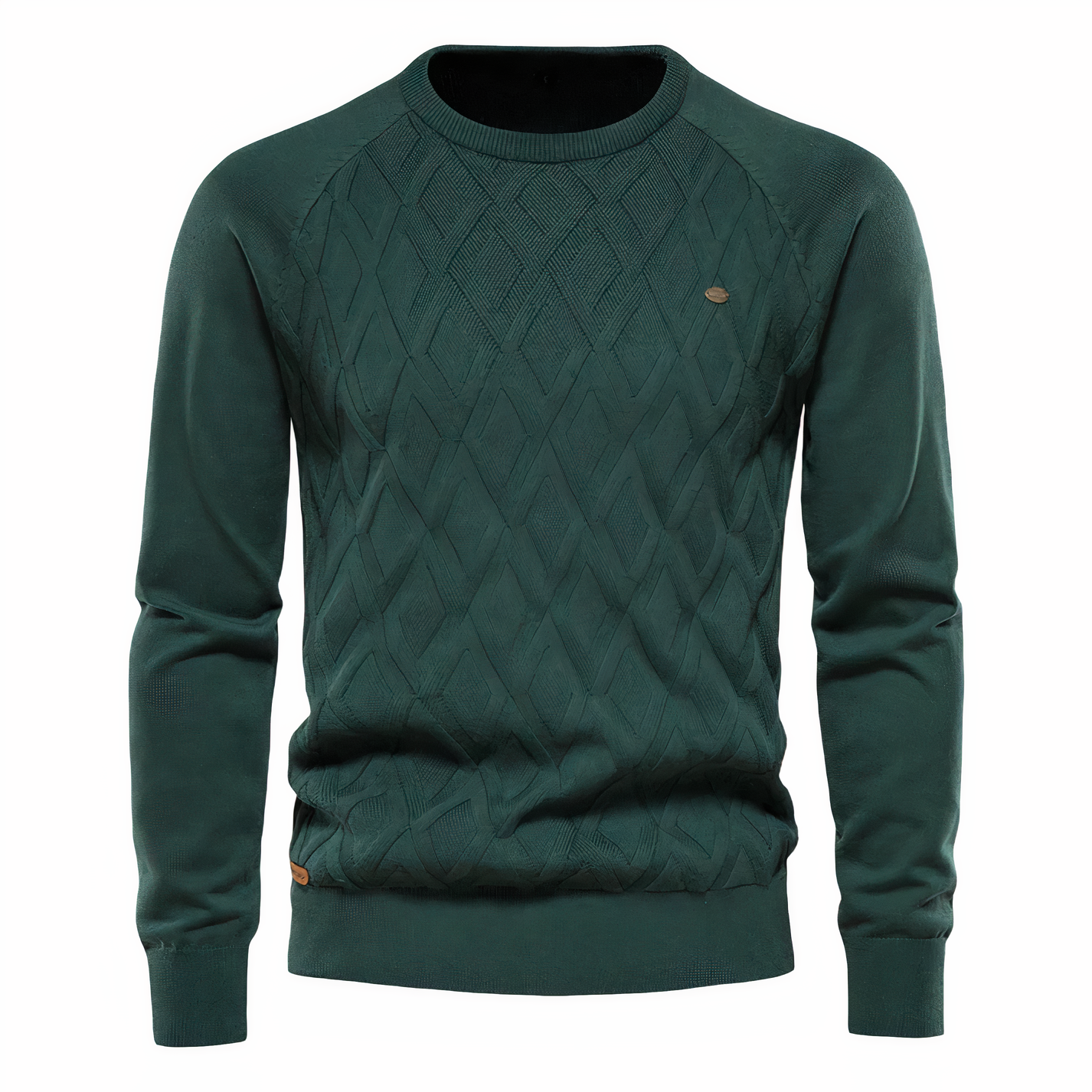 Strickpullover - Rundhalsausschnitt - Lange Ärmel - Herrenpullover - Herrenbekleidung-Grün-XS-Chaps Herrenmode