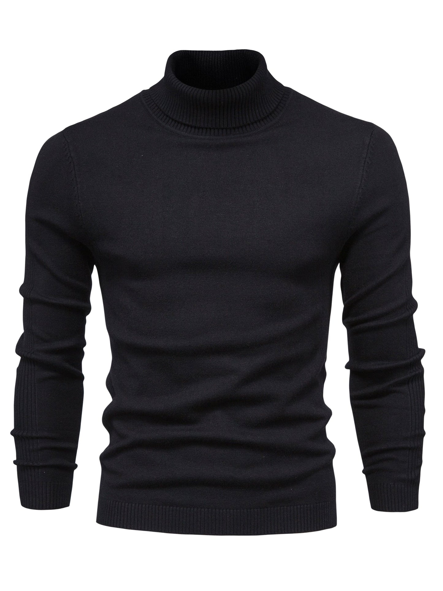 Strickpullover | Schmale Passform | Langärmlig | Rollkragen | Herrenbekleidung-Schwarz-S-Chaps Herrenmode