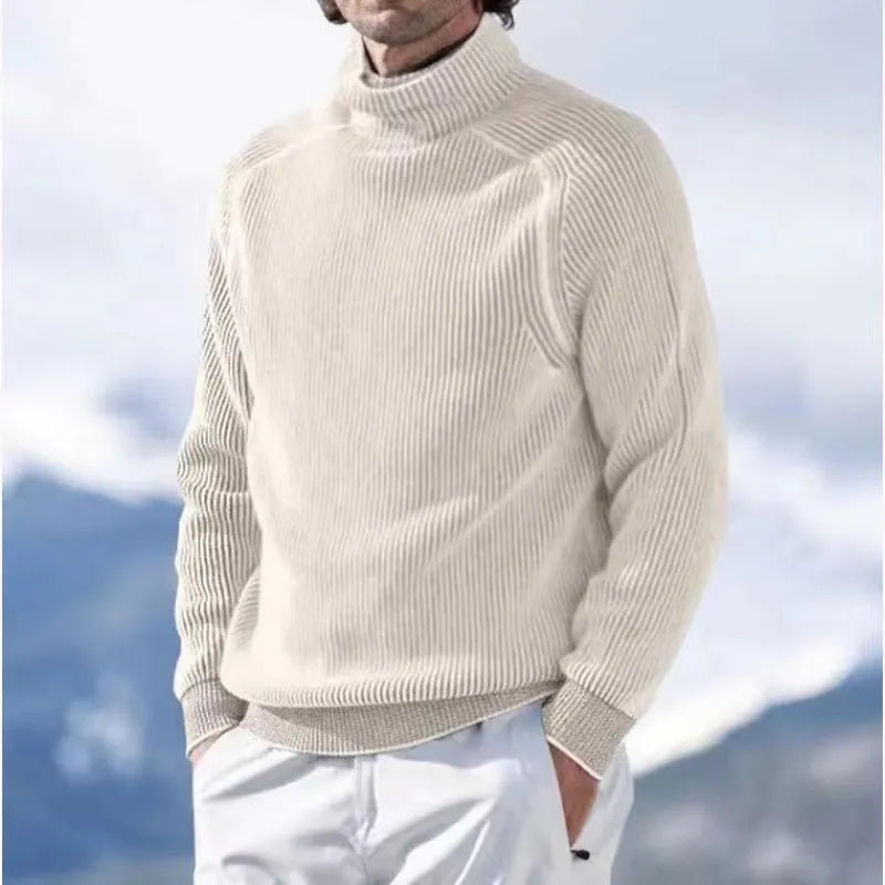 Männer Strickpullover Warm Rollkragen Rippstrick - BerlinGlamour