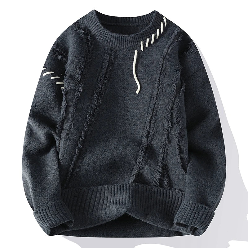 Herren Strickpullover Grobstrick Rundhalsausschnitt Winter - BerlinGlamour