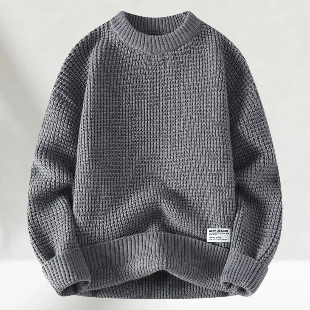 Strickpullover – lockere Passform – Rundhalsausschnitt – Pullover – Herrenpullover-Grau-M-Chaps Herrenmode