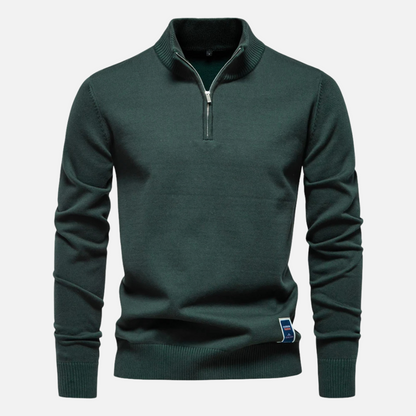 Strickpullover – Viertelreißverschluss am Hals und glatte Lagenpassform 1