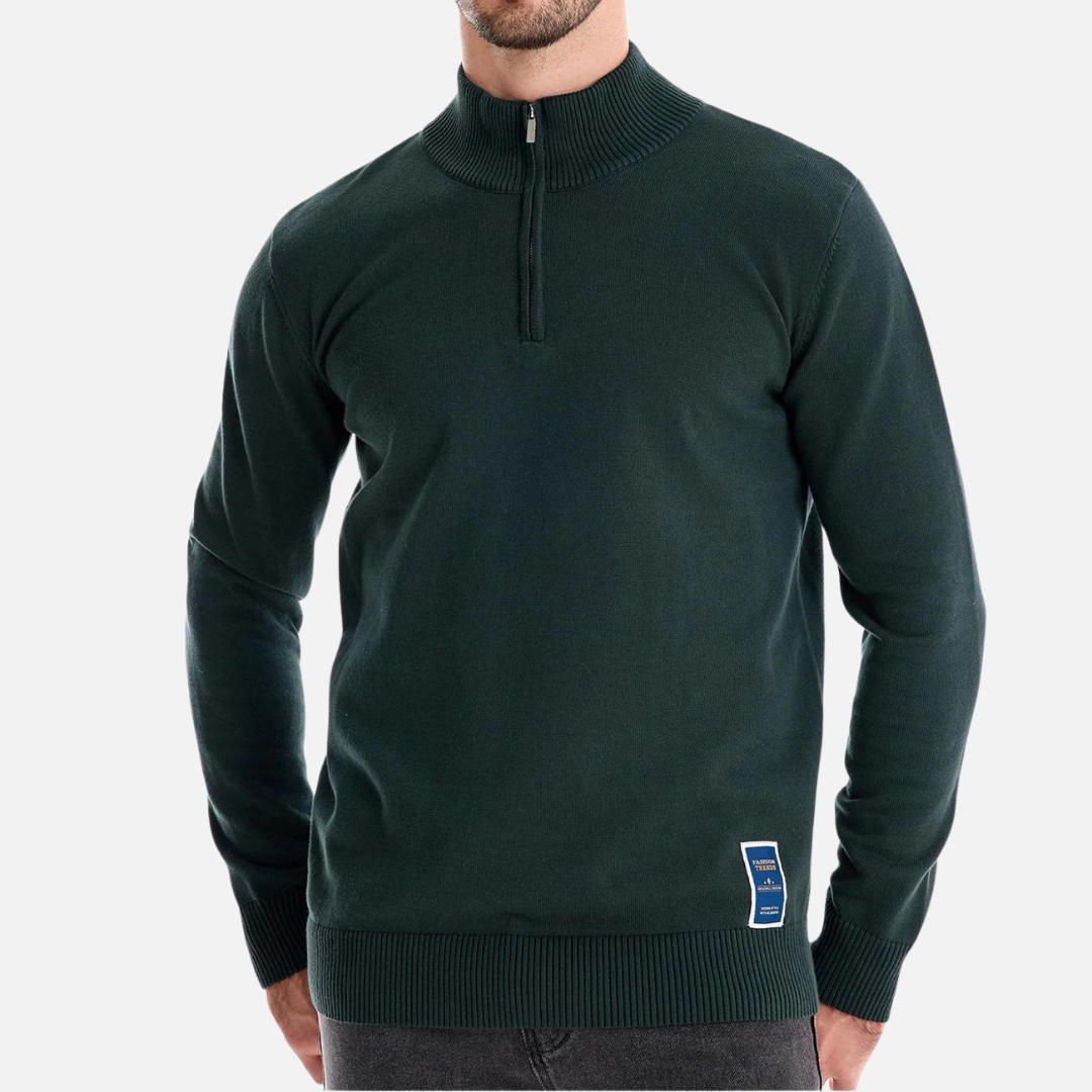 Strickpullover – Viertelreißverschluss am Hals und glatte Lagenpassform 5