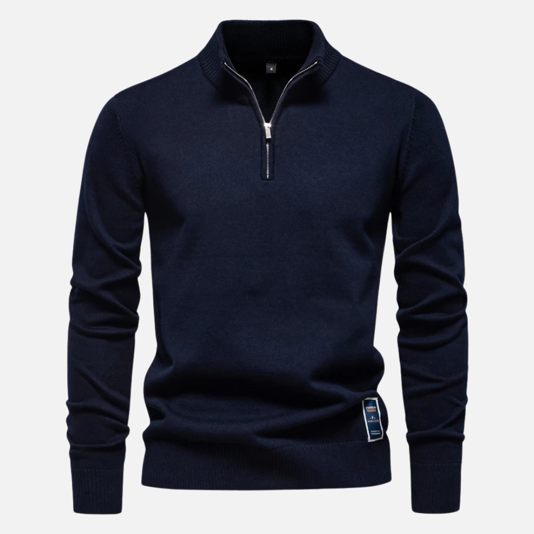 Strickpullover – Viertelreißverschluss am Hals und glatte Lagenpassform 7