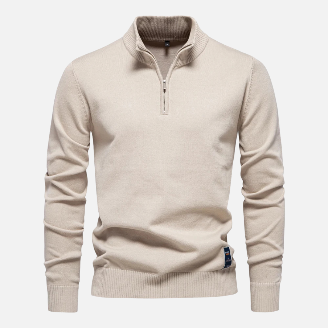 Strickpullover – Viertelreißverschluss am Hals und glatte Lagenpassform 8