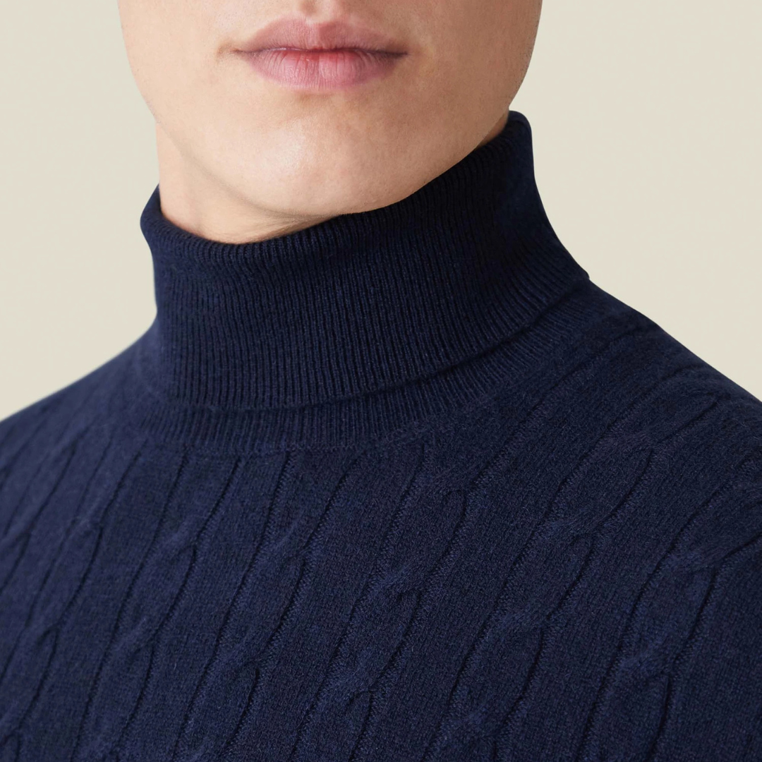 Strickpullover – Zopfmuster und Halsschutz aus Polyestermischung 2