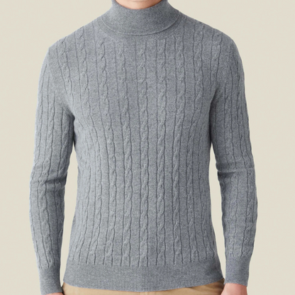 Strickpullover – Zopfmuster und Halsschutz aus Polyestermischung 4