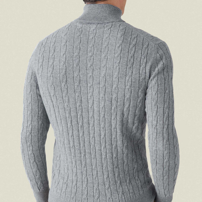 Strickpullover – Zopfmuster und Halsschutz aus Polyestermischung 6