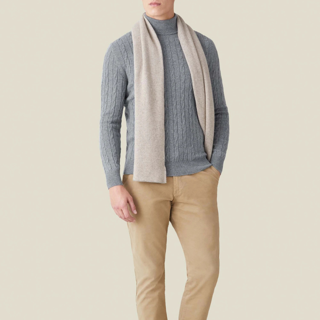 Strickpullover – Zopfmuster und Halsschutz aus Polyestermischung 7