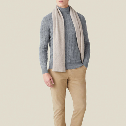 Strickpullover – Zopfmuster und Halsschutz aus Polyestermischung 7