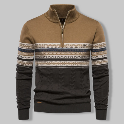 Strickpullover – Zweifarbiges Alpenmuster und Viertelreißverschluss 3