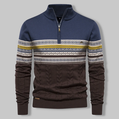 Strickpullover – Zweifarbiges Alpenmuster und Viertelreißverschluss 4