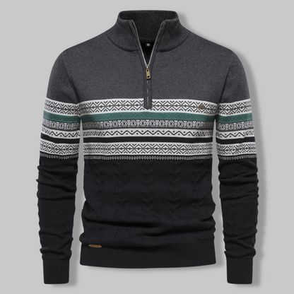 Strickpullover – Zweifarbiges Alpenmuster und Viertelreißverschluss 5