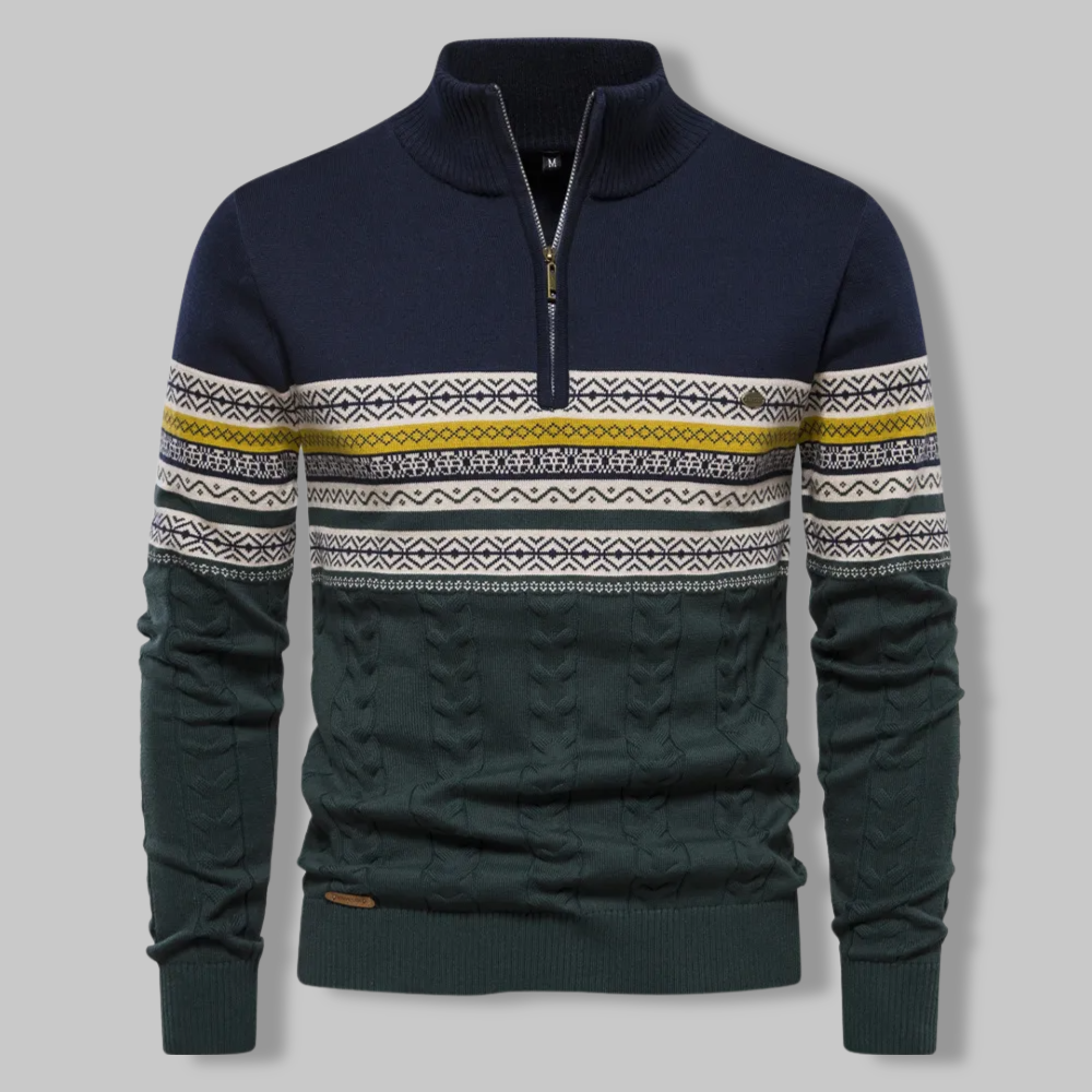 Strickpullover – Zweifarbiges Alpenmuster und Viertelreißverschluss 6