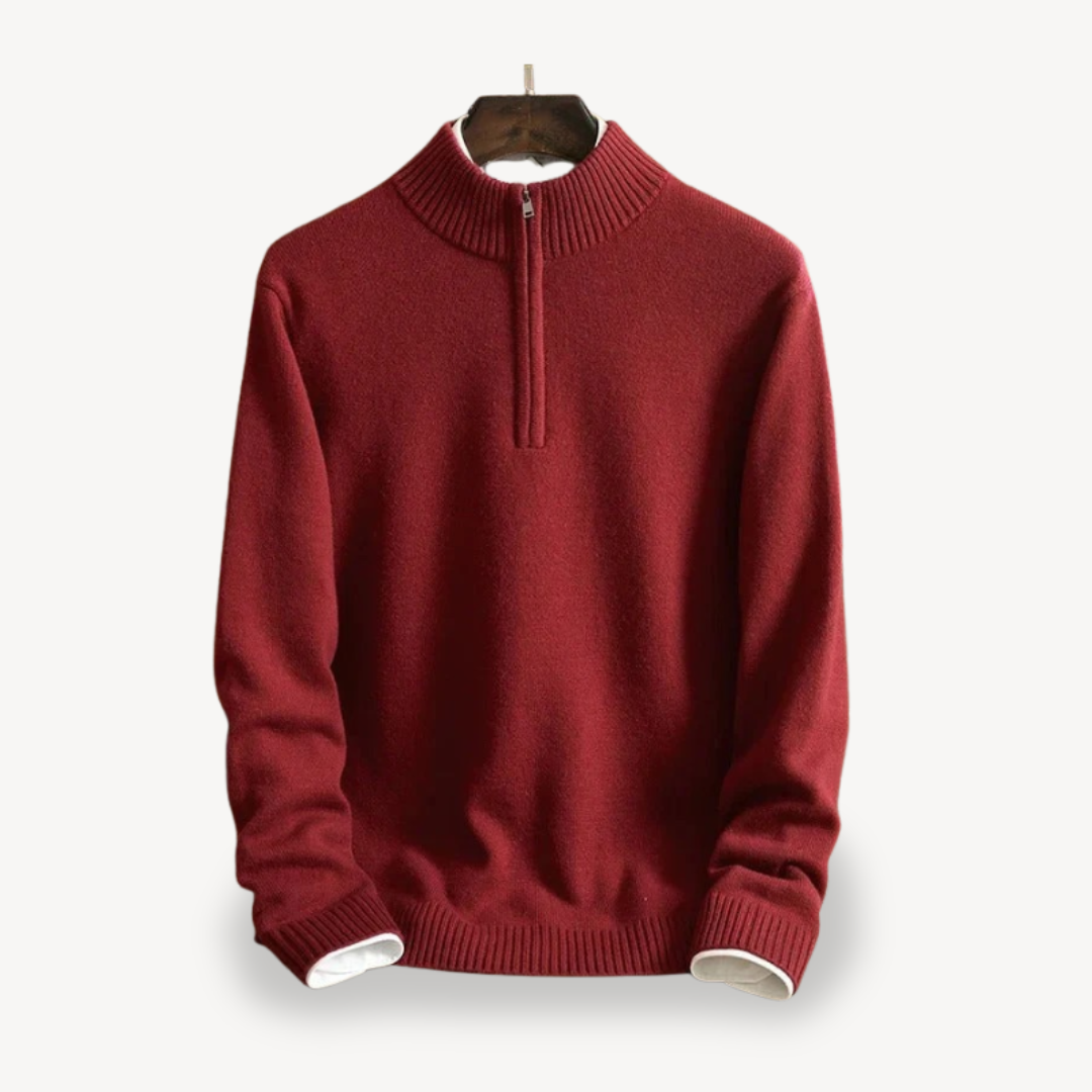 Strickpullover mit Viertelreißverschluss und hohem Kragen für Herren | Loravelle 0