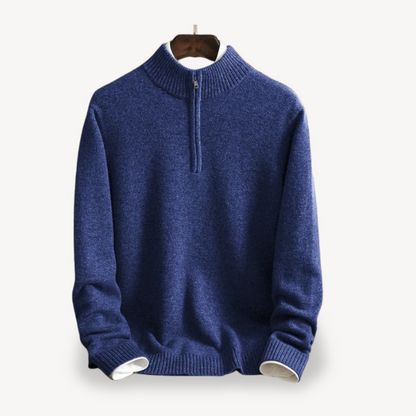 Strickpullover mit Viertelreißverschluss und hohem Kragen für Herren | Loravelle 2