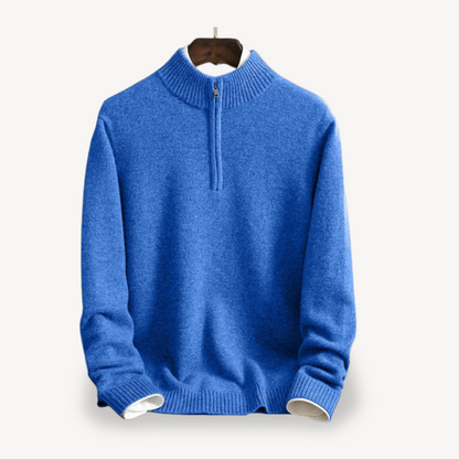 Strickpullover mit Viertelreißverschluss und hohem Kragen für Herren | Loravelle 3