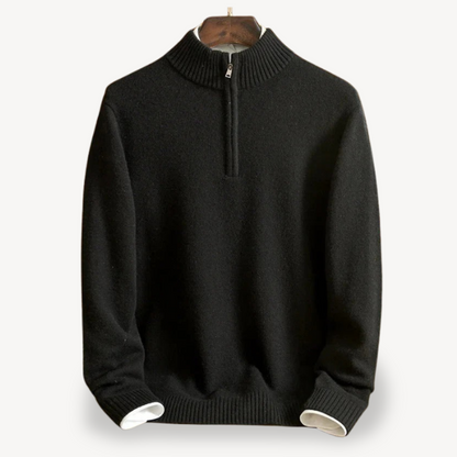 Strickpullover mit Viertelreißverschluss und hohem Kragen für Herren | Loravelle 4