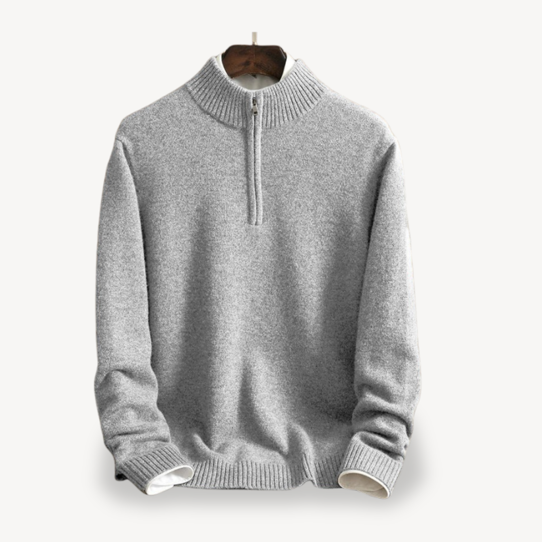 Strickpullover mit Viertelreißverschluss und hohem Kragen für Herren | Loravelle 5