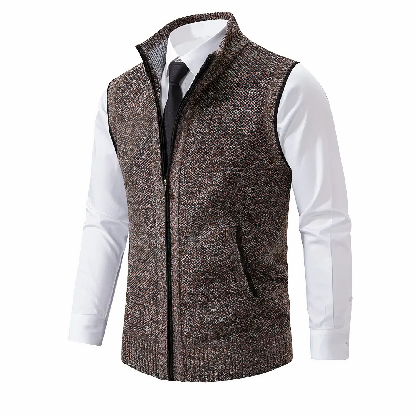 Herren Strickweste Ärmellos Winterwarm Zip-Up - BerlinGlamour