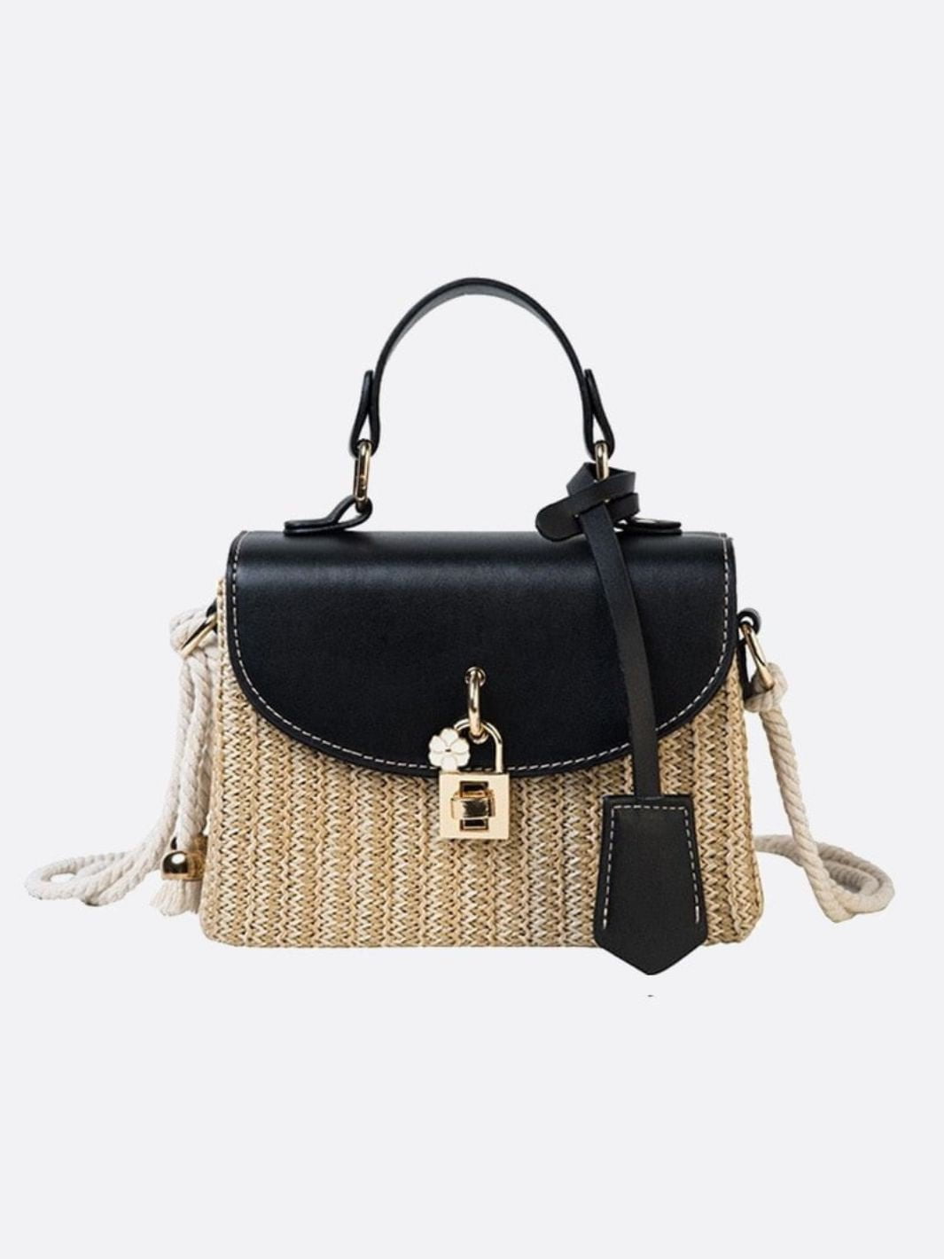 Kleine Damen Strohtasche Sommer Schwarz - BerlinGlamour