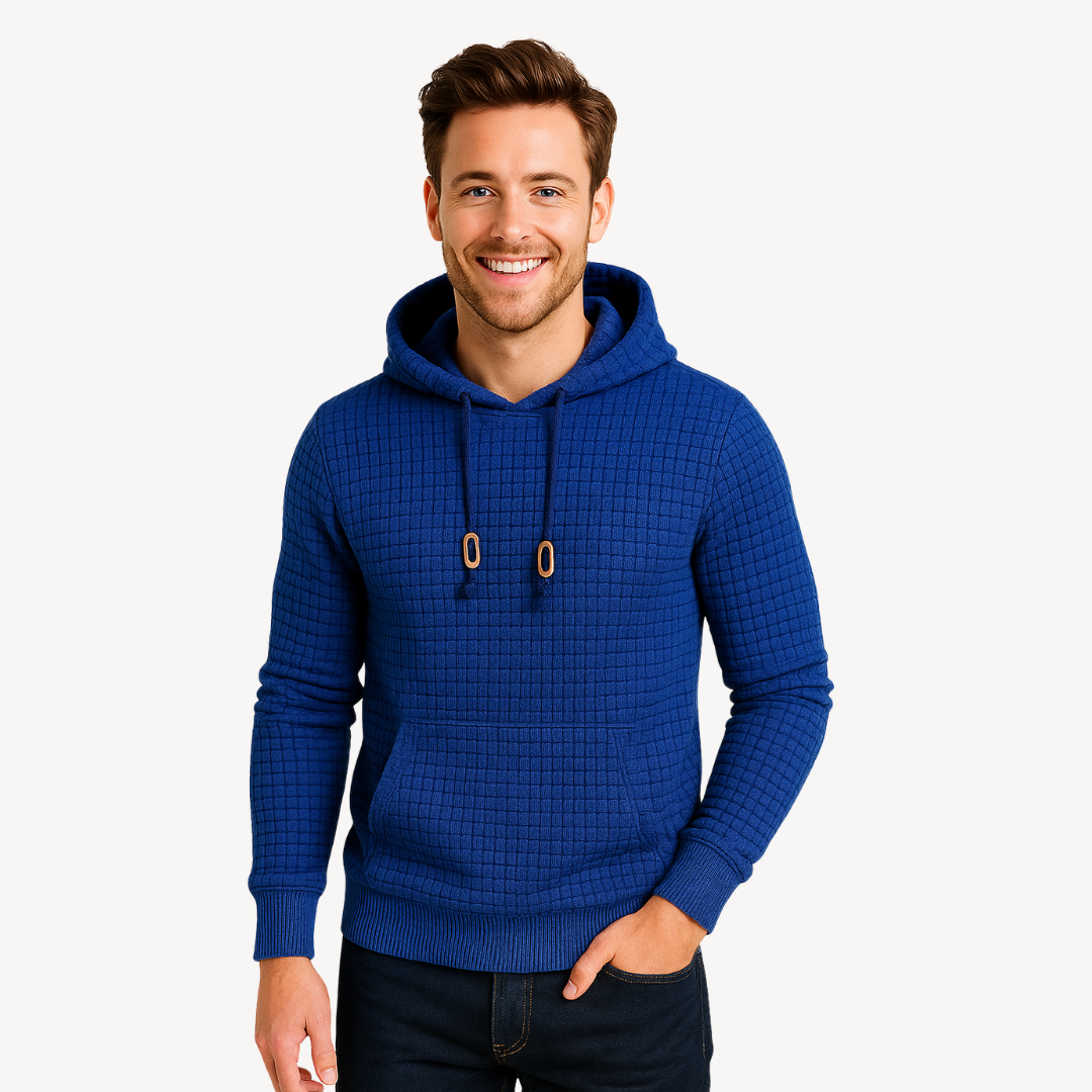 Strukturierter Herren-Hoodie aus Polyesterstrick | Loravelle 1