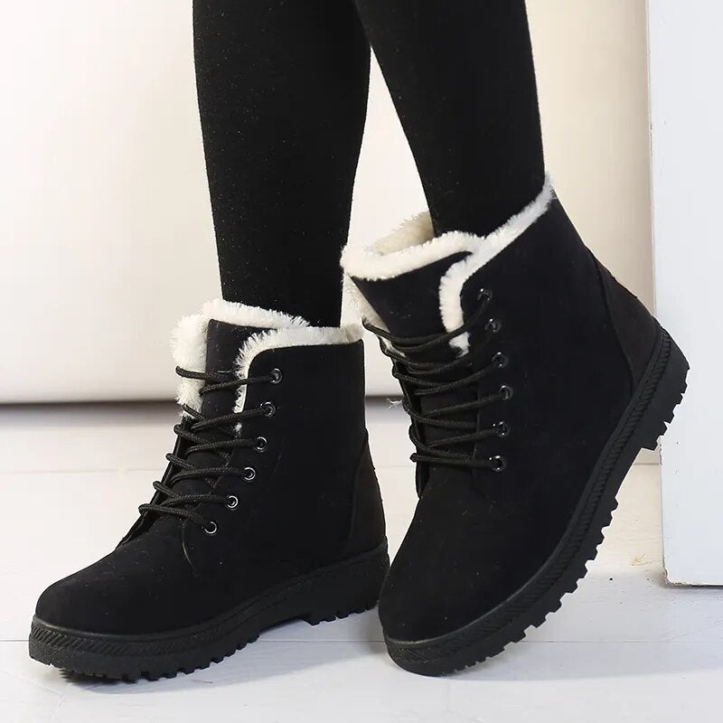 Damen Stiefeletten Warm Gefüttert Winterstiefel