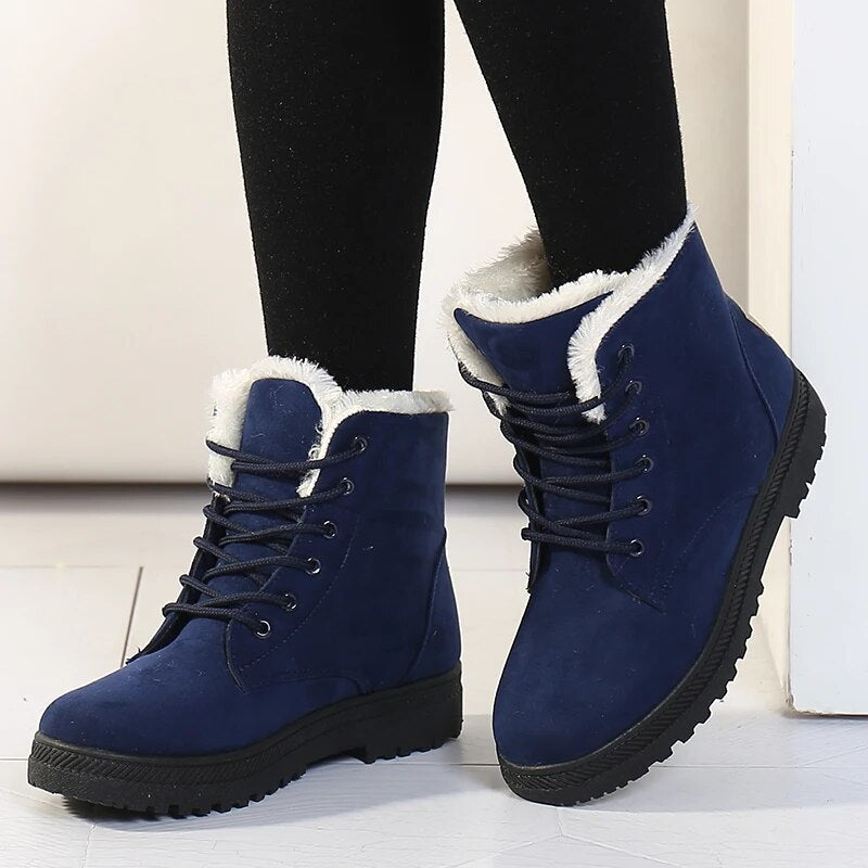 Damen Stiefeletten Warm Gefüttert Winterstiefel