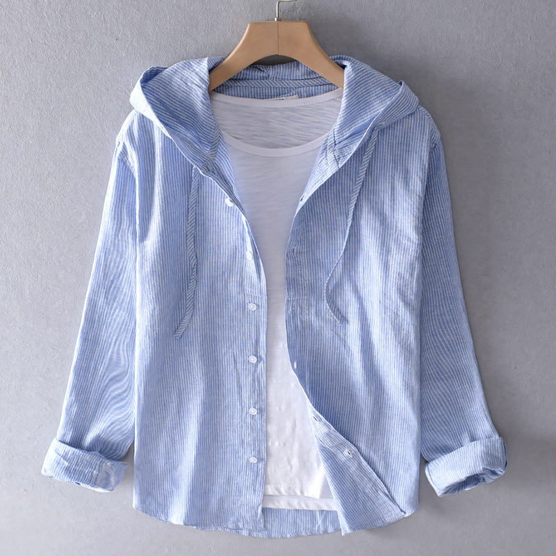 Herren Leinenbluse Atmungsaktiv Bequem Sommer