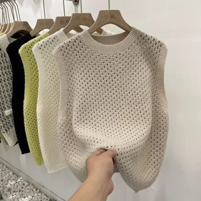 Damen Strickpullover Ärmellos Modern Elegannt