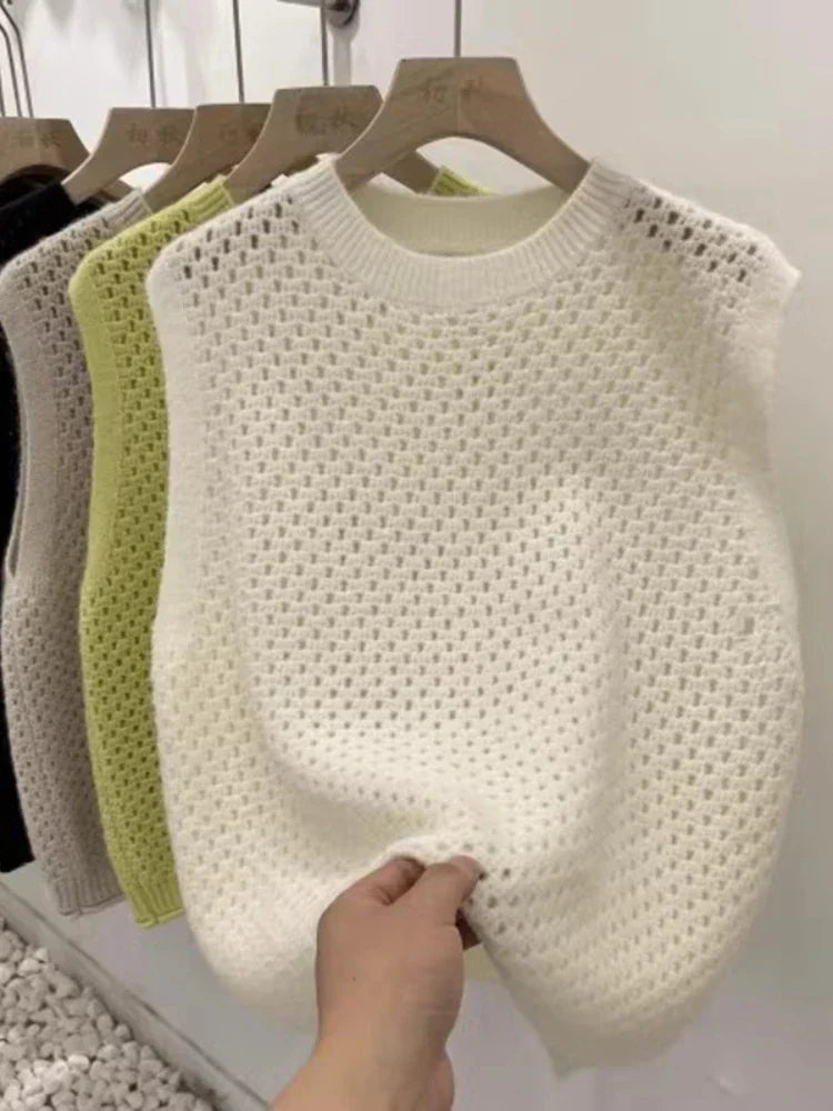 Damen Strickpullover Ärmellos Modern Elegannt