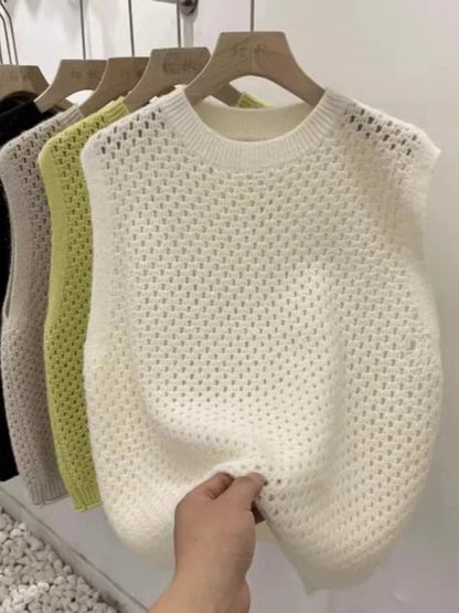 Damen Strickpullover Ärmellos Modern Elegannt