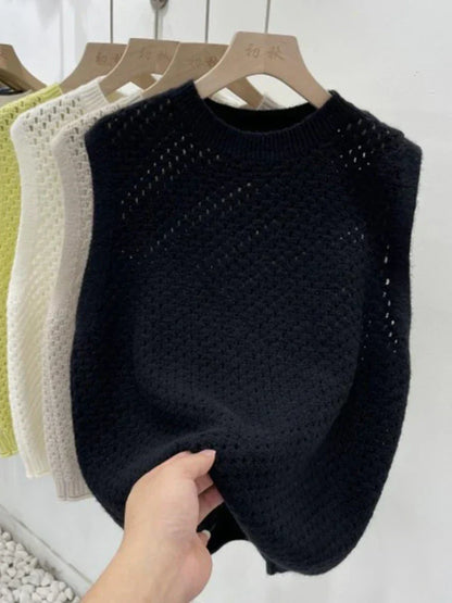 Damen Strickpullover Ärmellos Modern Elegannt