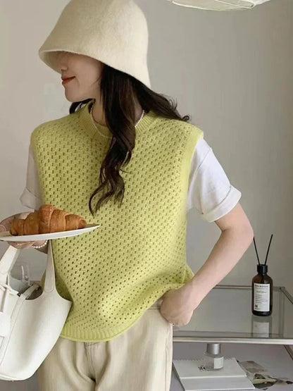 Damen Strickpullover Ärmellos Modern Elegannt