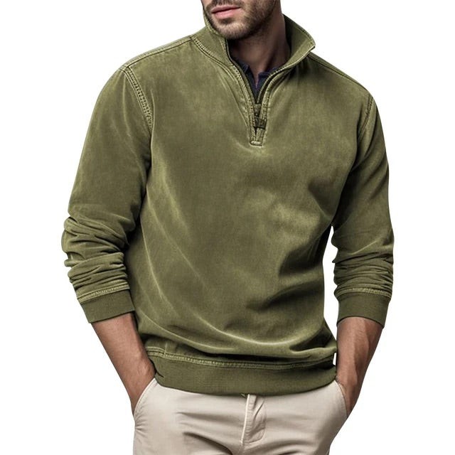 Sweatshirt mit Viertelreißverschluss - Herren lässiger Half-Zip Pullover-Chaps Herrenmode