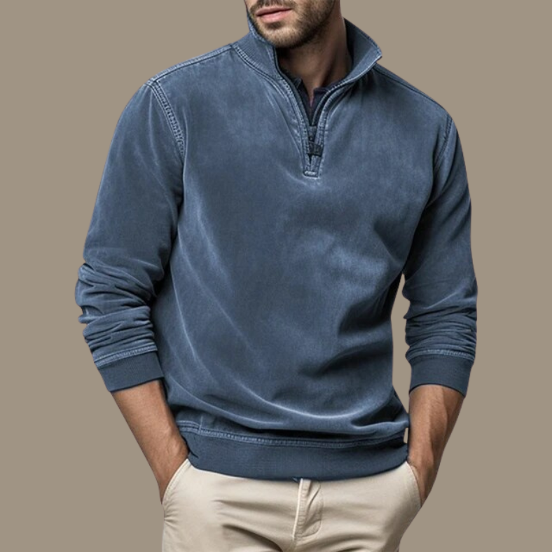 Sweatshirt mit Viertelreißverschluss - Herren lässiger Half-Zip Pullover-Chaps Herrenmode